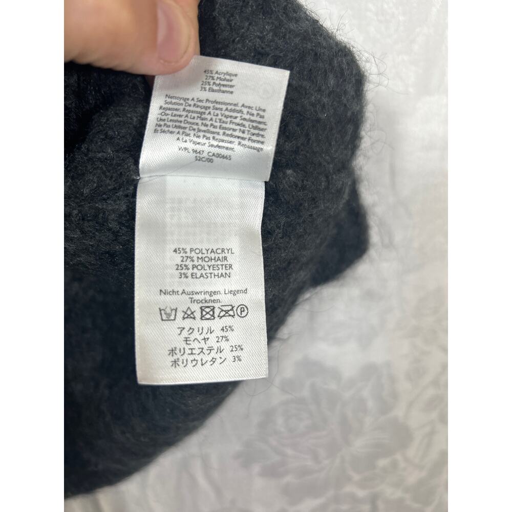 Eddie Bauer Sweater Vest Small Gray Hand Knit Open Mohair Blend Chunky Long - Picture 9 of 12